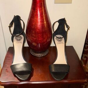 Vince Camuto 3 Inch Black Open-Toe Ankle Strap Heels